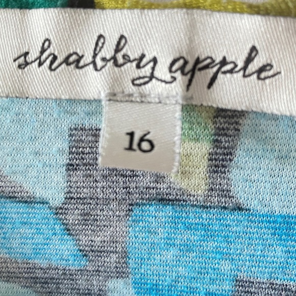 Long sleeved Multi color bike geometric print wrap dress by Shabby Apple sz 16 - Picture 3 of 4